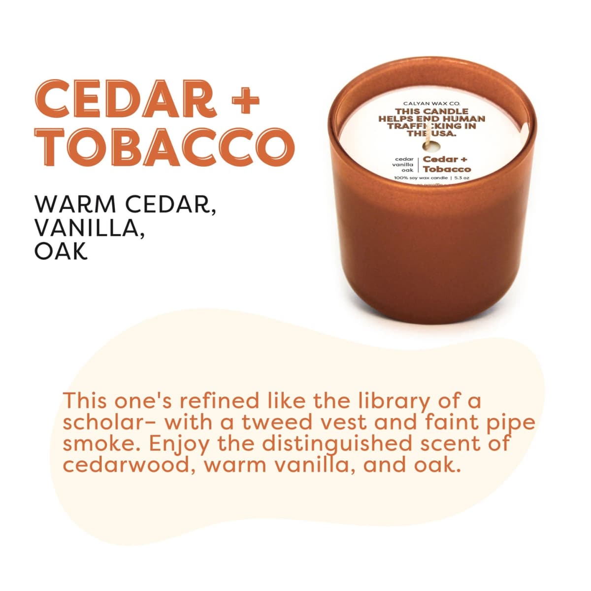 Cedar + Tobacco Dignity Series Soy Candle