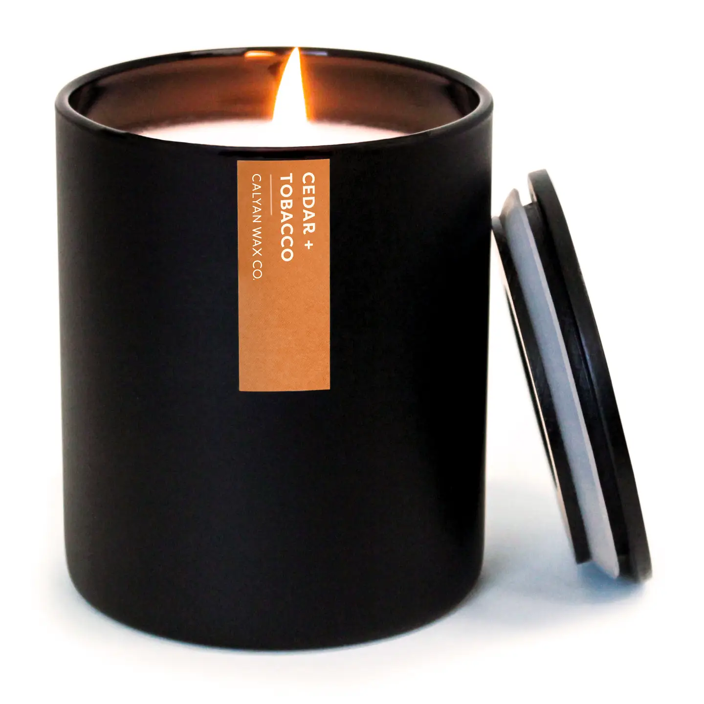 Cedar + Tobacco Matte Black Tumbler Soy Candle