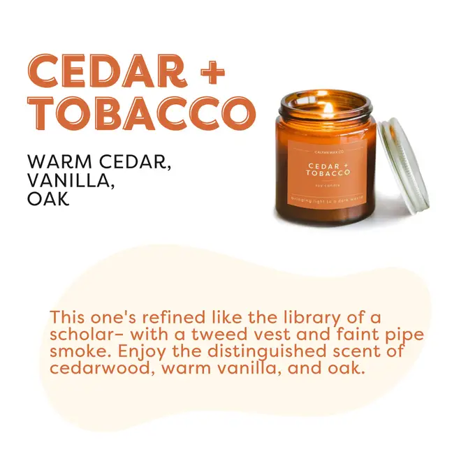 Cedar + Tobacco Mini Amber Jar Soy Candle