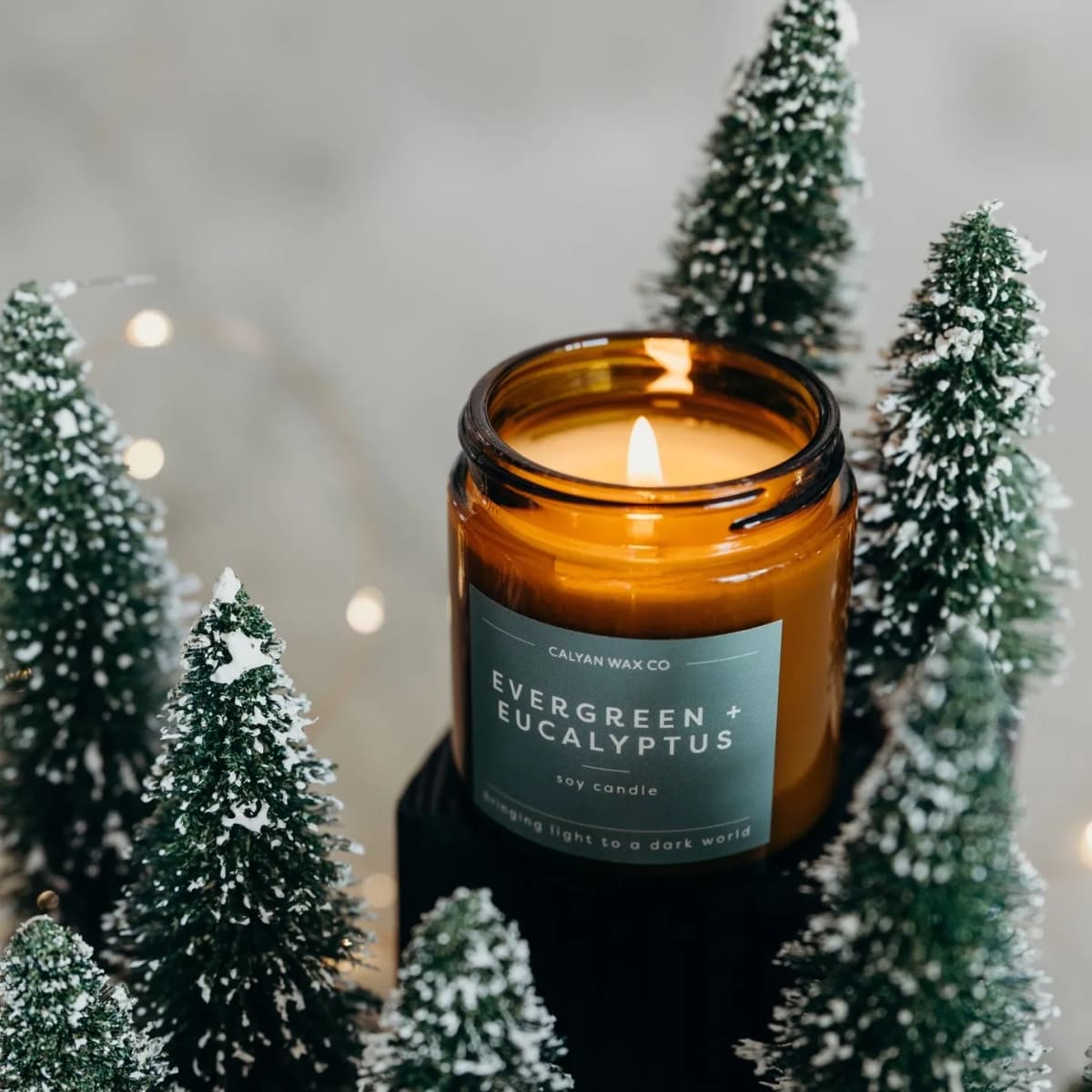 Evergreen + Eucalyptus Mini Amber Jar Soy Candle