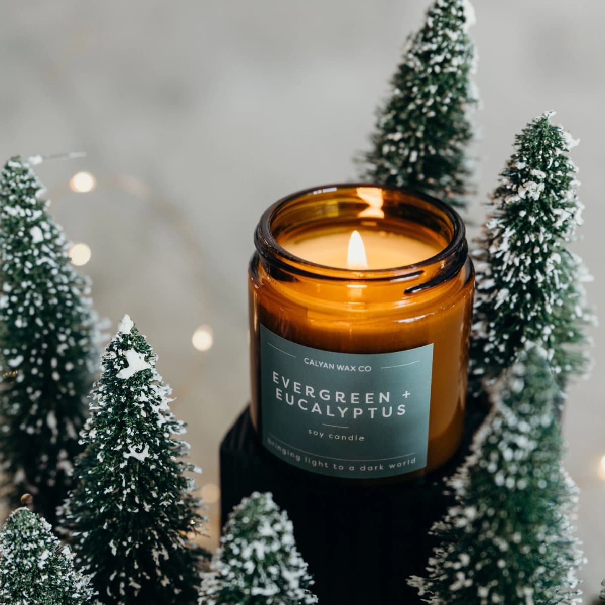 Evergreen + Eucalyptus Mini Amber Jar Soy Candle