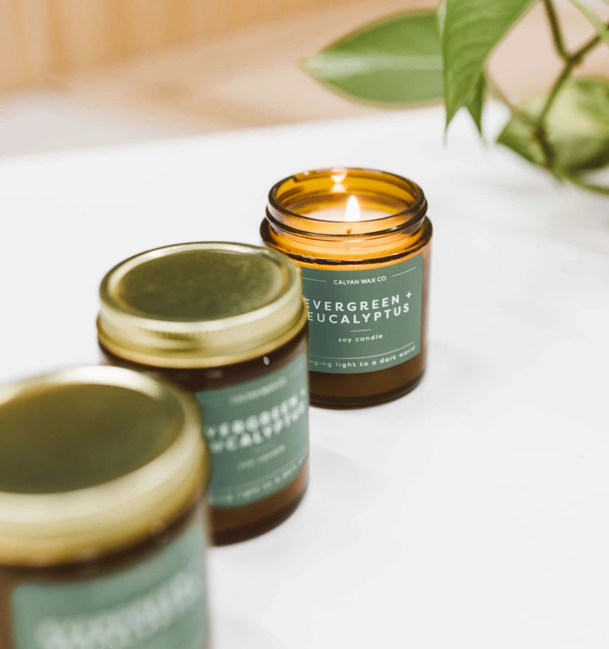 Evergreen + Eucalyptus Mini Amber Jar Soy Candle