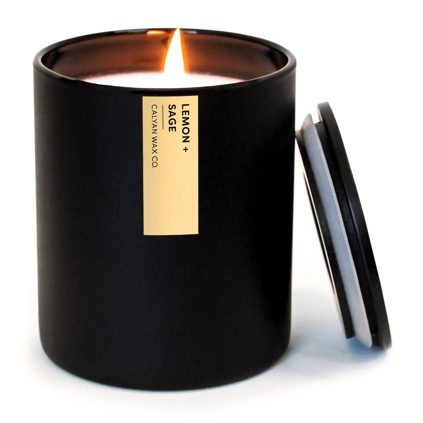 Lemon + Sage Matte Black Tumbler Soy Candle