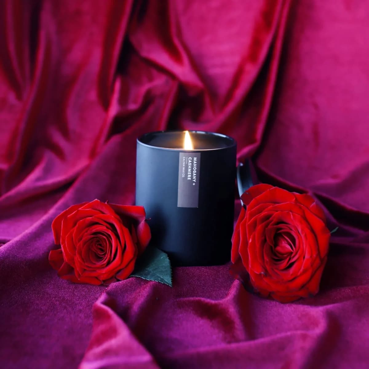 Mahogany + Cashmere Matte Black Tumbler Soy Candle