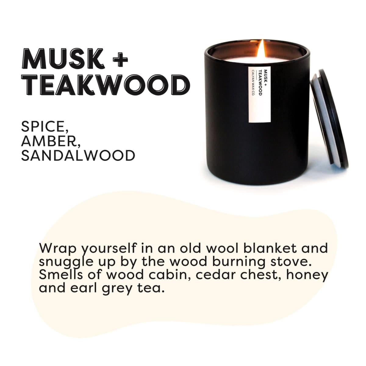 Musk + Teakwood Matte Black Tumbler Soy Candle