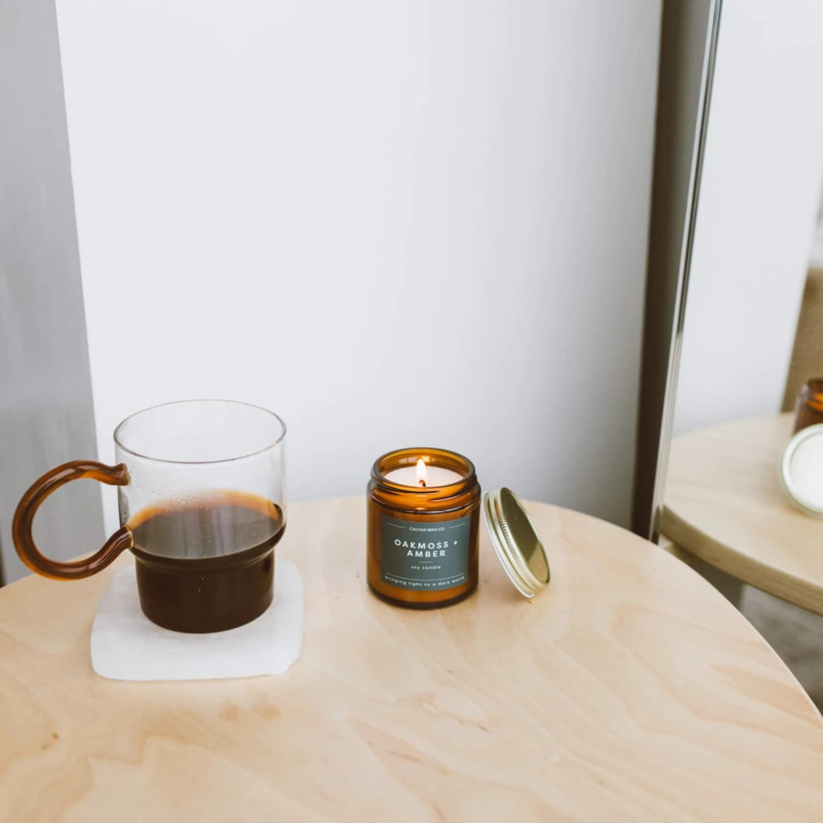 Oakmoss + Amber Mini Amber Jar Soy Candle