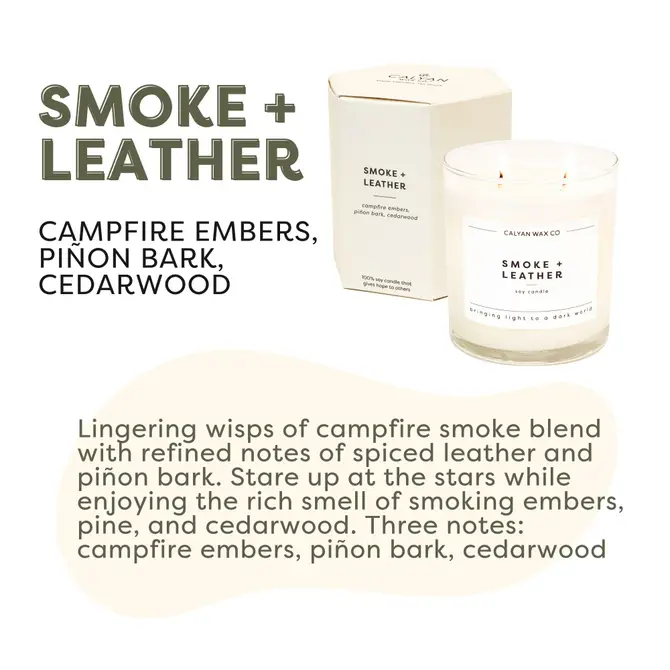 Smoke + Leather Glass Tumbler Soy Candle