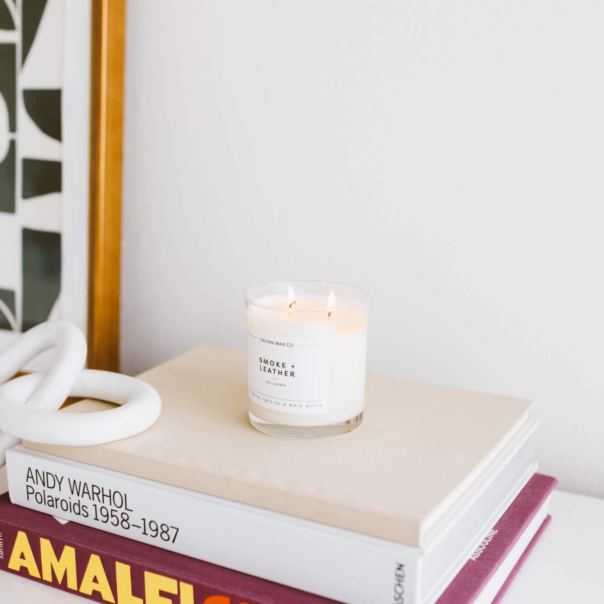 Smoke + Leather Glass Tumbler Soy Candle