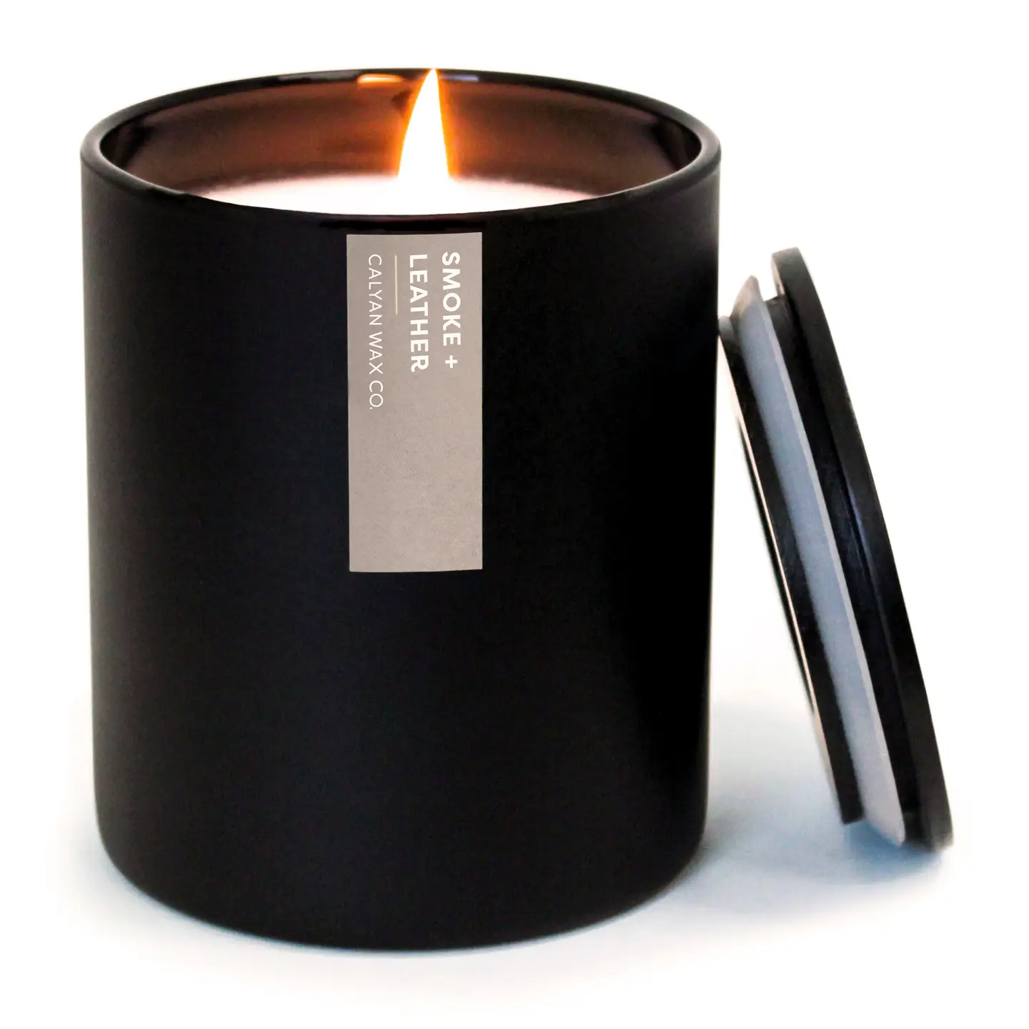 Smoke + Leather Matte Black Tumbler