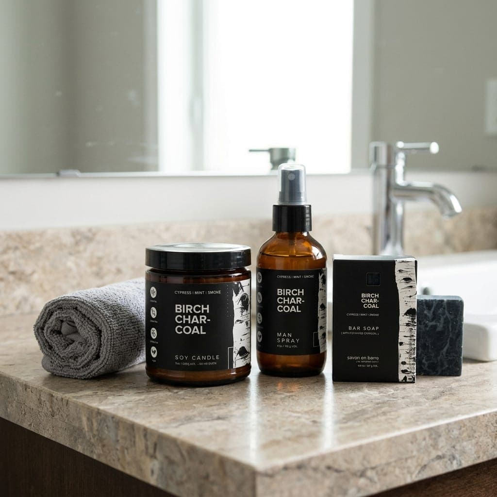 Birch Charcoal Bathroom Set