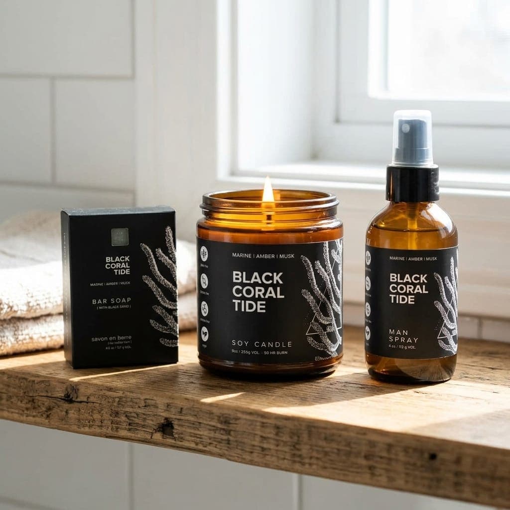 Black Coral Tide Bathroom Set with Spray